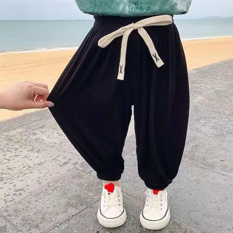 Kids Clothing Mosquito Prevention Boys Summer New Sports Thin Solid Color Loose Fashion Trend Drawstring Casual Ankle-length