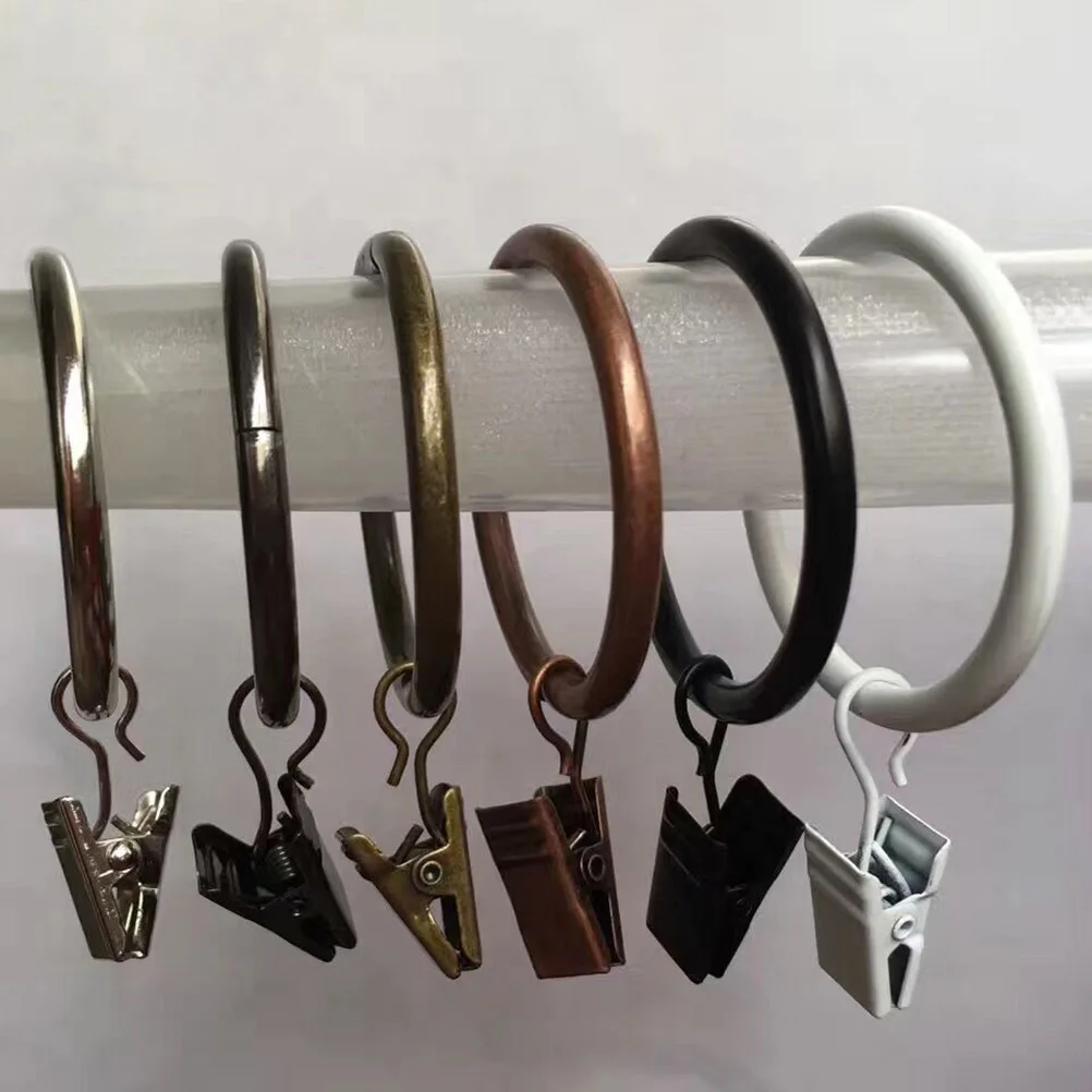 

60 pcs Curtain Clips Iron Solid Rim Design Easy Install No Pocket Tab Solution Drapery Rings Decorative Hardware Golden