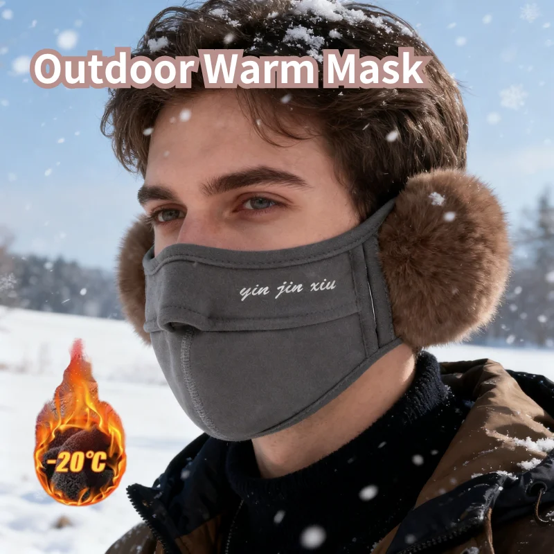 Winter Windproof Mask with Ear Muffs, Reusable - Cold Weather Riding equipment, Motorcycle and Outdoor - Hand Washable