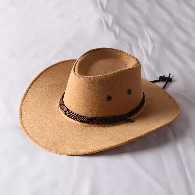 Vintage-Western-Cowboyhut, einfarbig, Basin-Hut, breite Krempe, Jazz-Hut, Outdoor-Sonnenschutz für Wandern, Camping, Reiten – Detail 7