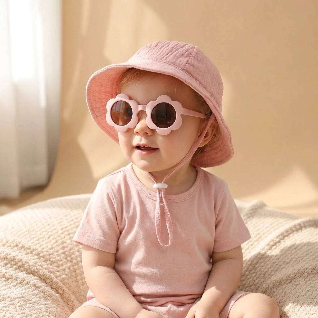 

Spring and summer baby fisherman's hat and glasses two-piece set, cool sun protection combination for outdoor trips