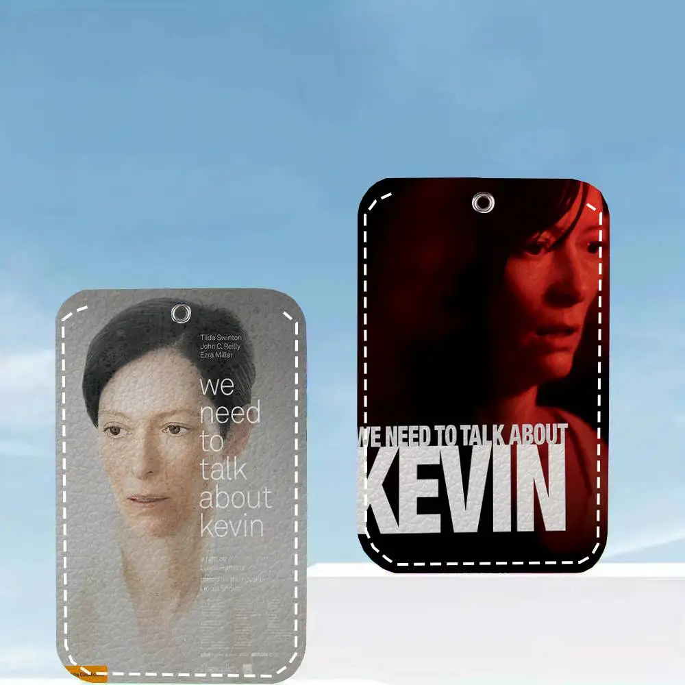 We Need To Talk About K-Kevin Movie Card Case Keychain Access Card Bag Key Tag Ring Leather Card Holder Key Ring Access