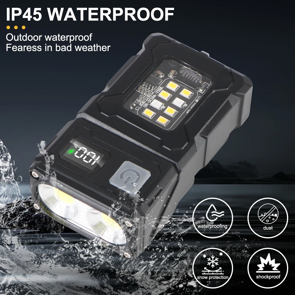 USB Rechargeable Multifunctional Portable Adjustable Angle Flashlight Emergency Light Side Lamp Hiking Camping Working