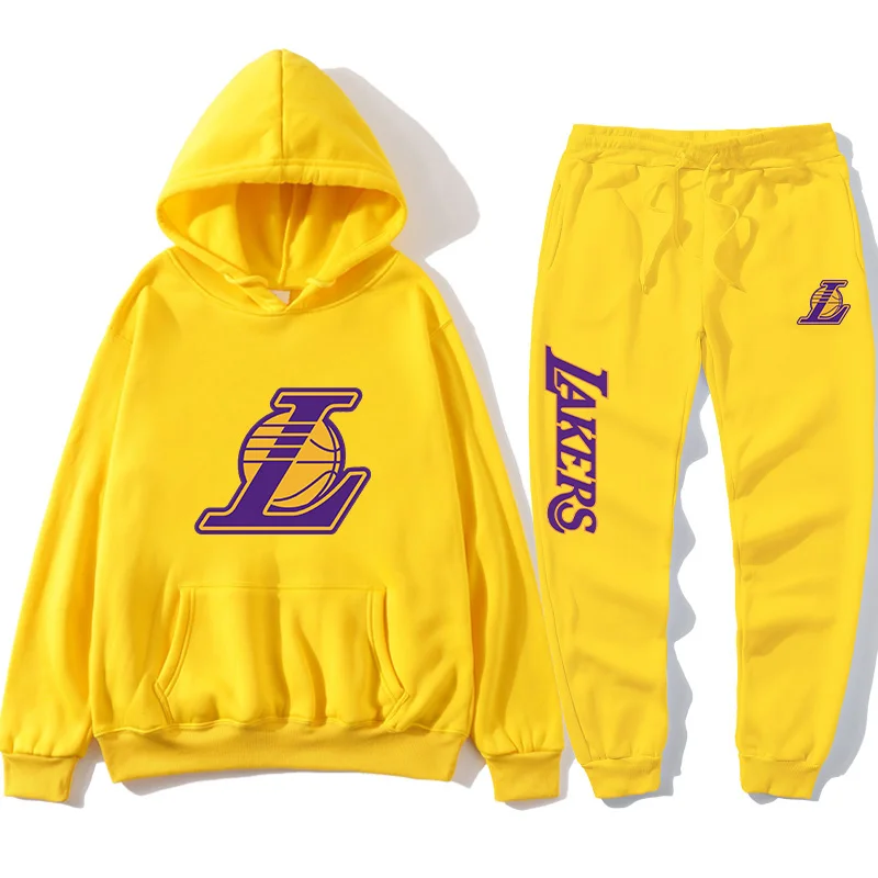 Autumn Winter Fashion Men\'S Women\'S Sports Suits Team Printing Hoodie Set Couples Tracksuit Hooded Basketball Sweatpants Suit