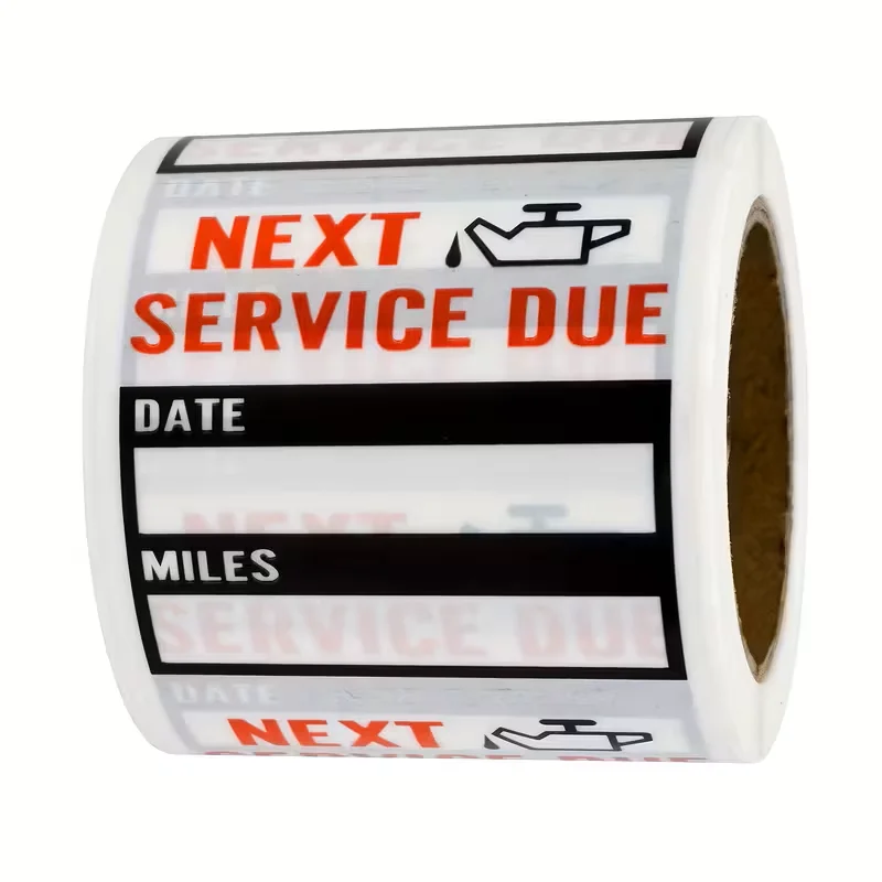 100 Uds. Pegatina negra de recordatorio de servicio de cambio de aceite para parabrisas de coche-etiqueta de reparación transparente, impermeable y resistente a desgarros