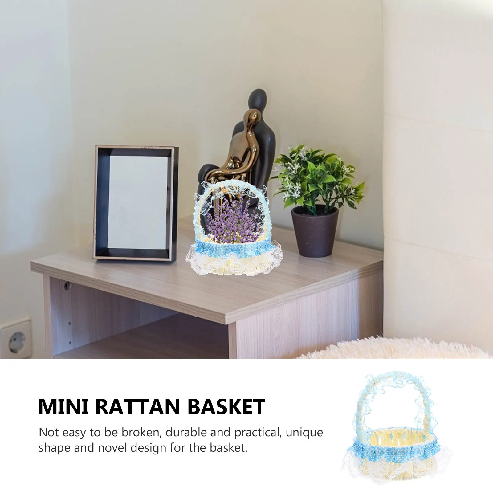 

Mini Woven Basket Natural Hand-Held Storage Container For Home Decor Flower Arrangement Desktop Organization Multi-Purpose