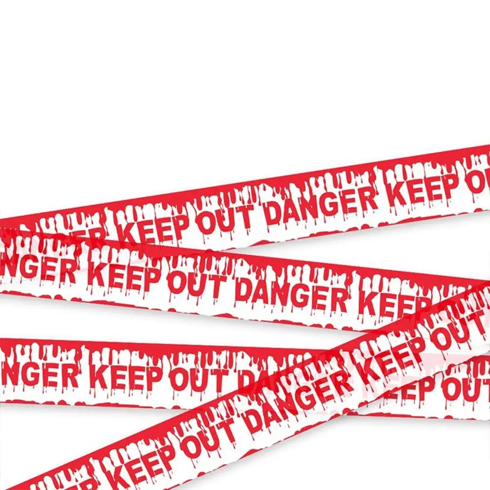 Yellow Red Halloween Danger Caution Tape Long Strip Isolation Belt Crime Scene Barrier No Entry Print Barricade Line Tape