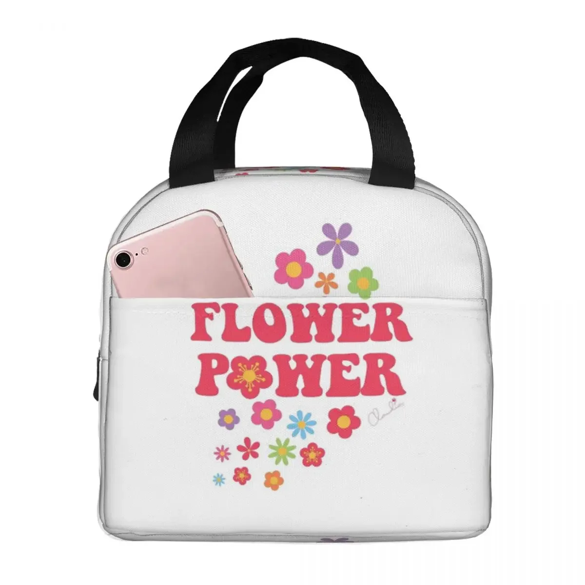 

Colorful Flower Power Seamless Pattern Lunch Bags Insulated Bento Box Lunch Tote Picnic Bag Thermal Bag for Woman Student Travel