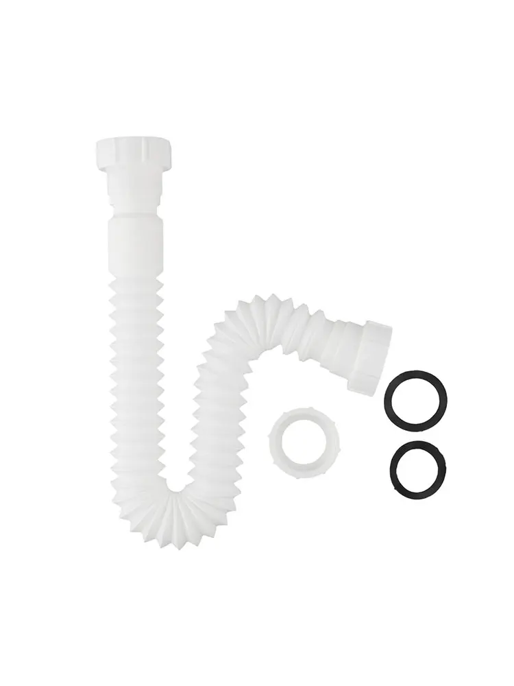 Flexible Sink Drain Pipe 1-1/2 inch and 1-1/4 inch with Adapter for Garbage Disposal P Trap Use in Kitchen and Bathroom