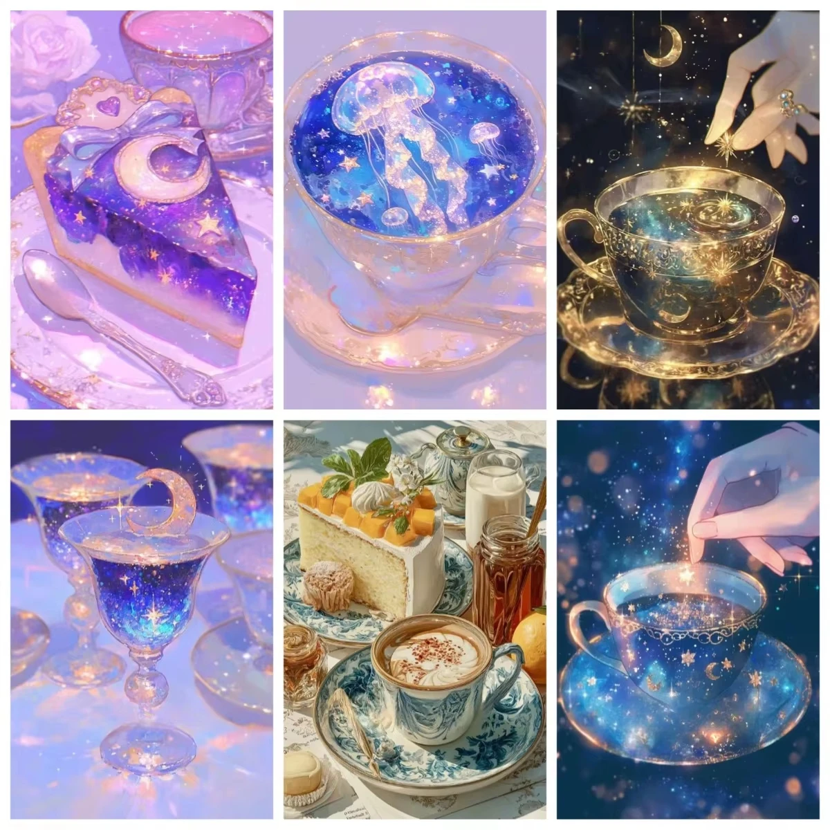 5D DIY Full Square&Round Diamond Painting Coffee Cup Beverage Set Mosaic Art Home Decoration Gift for Living Room Bar
