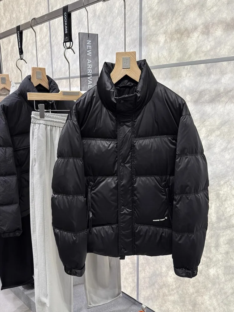 Winter Mens Fashion Thick Warm White Duck Down Jacket Teenagers Casual Outwear Overcoat Stand Collar Loose Fit White Duck Jacket