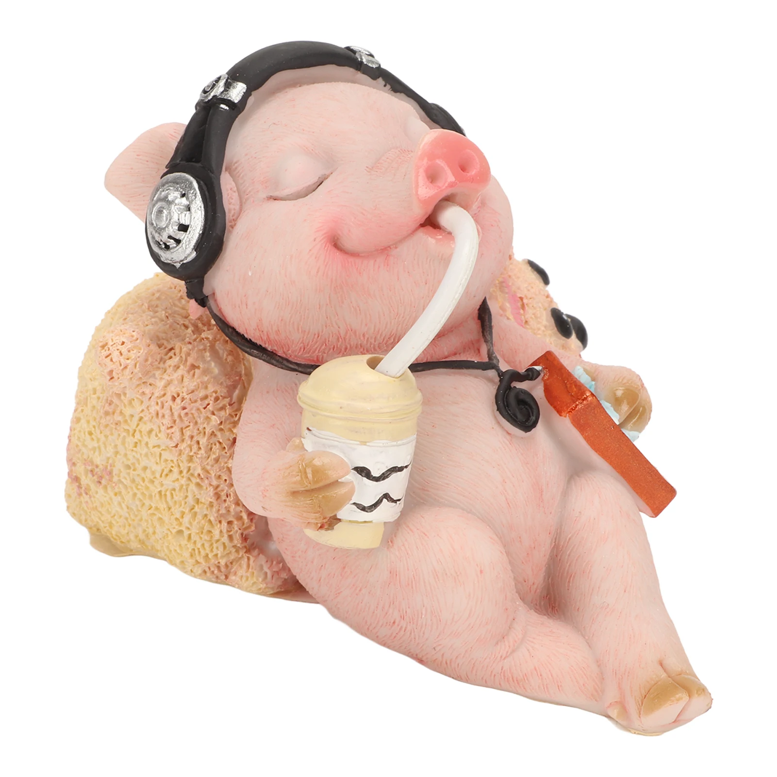 

Pig Statue Mini Funny Casual Musical Resin Pig Art Figurine For Tabletop Shelf Decoration