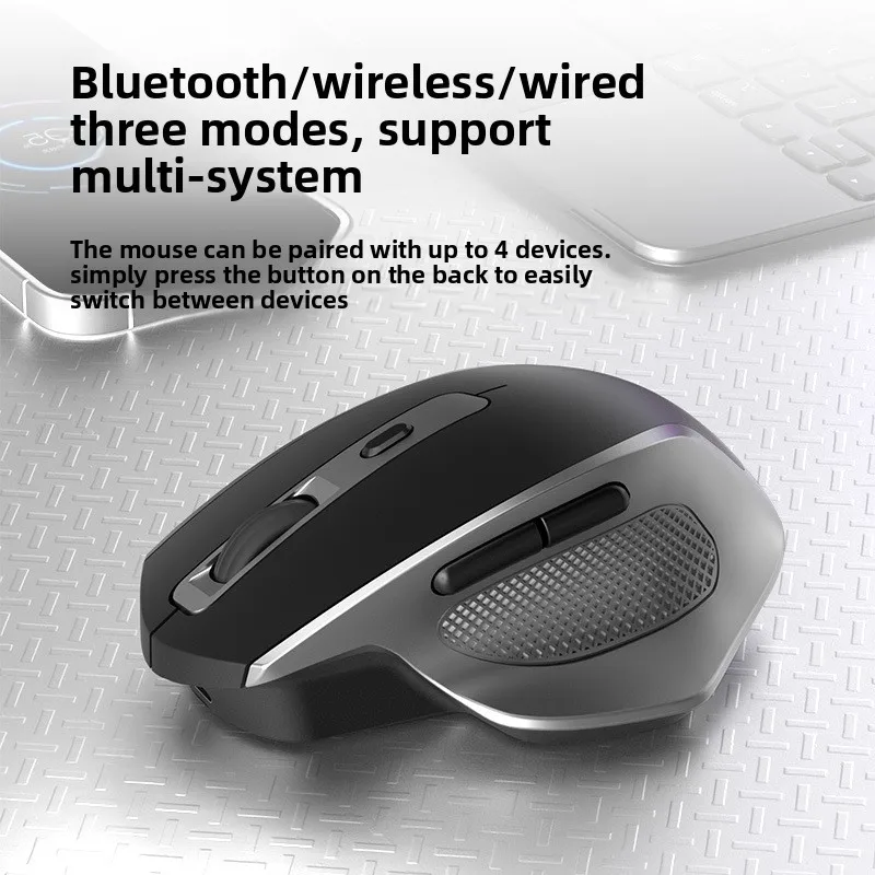 2.4Ghz+Bluetooth Tri-Mode Ergonomic Wireless Mouse Rechargeable Macro Definition Programming Gaming Office Mice For PC Desktop