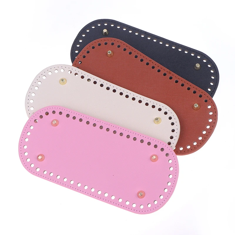 22*10cm Handmade Oval Bottom For Knitted Bag PU Leather Wear-Resistant Accessories Bottom With Holes Diy Crochet Bag Bottom