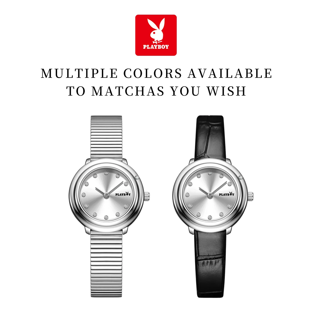 PLAYBOY 3117 Brand Original Authentic Double-Needle Elegant, Exquisite and Compact Dial Women's Quartz Watch