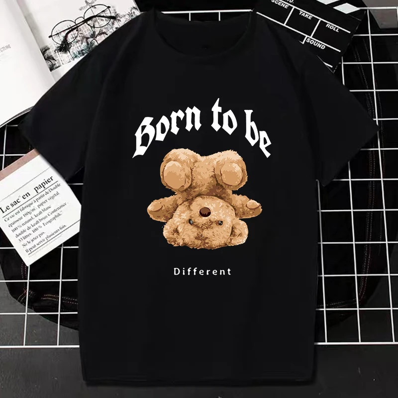 Lovely Teddy Bear Tshirt Harajuku Cartoon Bear Graphic Tops Women Men Fashion Short-sleev Tee Breathable Comfortable Clothes