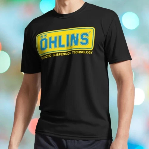OHLINS LOGO Active Suspension Shocks Motorsport T-shirt Cotton Graphic Tee Men Women Summer Streetwear
