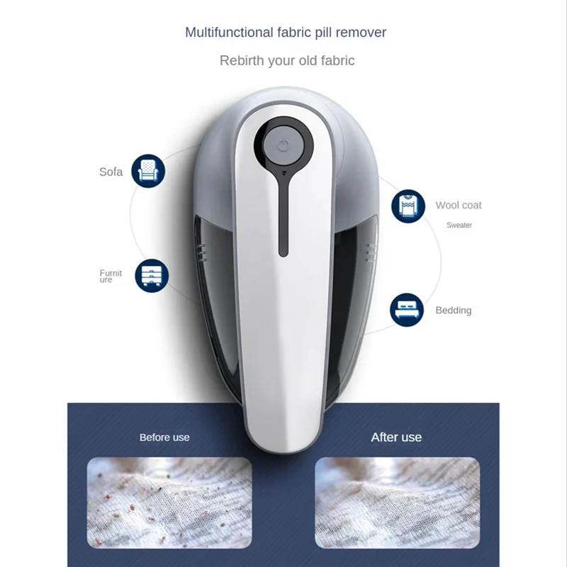 Removedor elétrico de fiapos com lâminas de 6 folhas, remover rapidamente USB, barbeador de tecido, barbeador de camisola para roupas, cama, cinza escuro