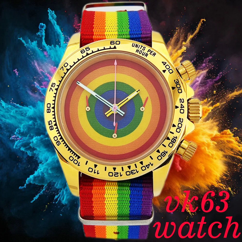 

VK63 Movement Fashion Six-pin Sapphire Mirror Luxury Rainbow Watch VK63 Chronograph Watch Sapphire glass waterproof 10ATM