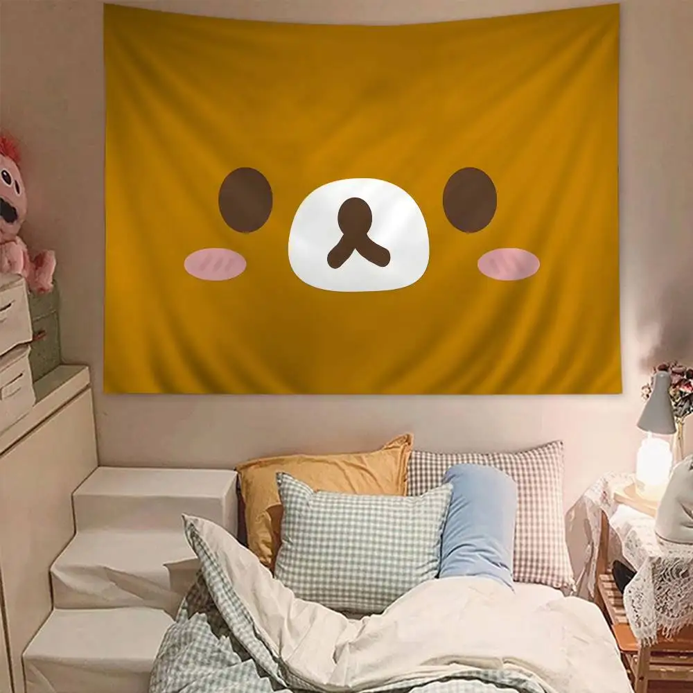 Cute Cartoon R-Rilakkuma B-Bear Colorful Tapestry Wall Hanging Bohemian Wall Tapestries Mandala Wall Art Decor