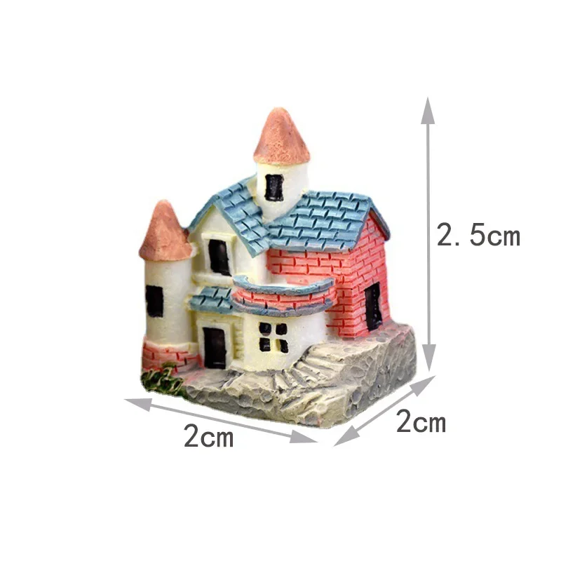2PCS House Miniature Figurine Fairy Garden Accessory Home Decoration Cartoon Animal Building Statue Resin Craft Doll Figurines