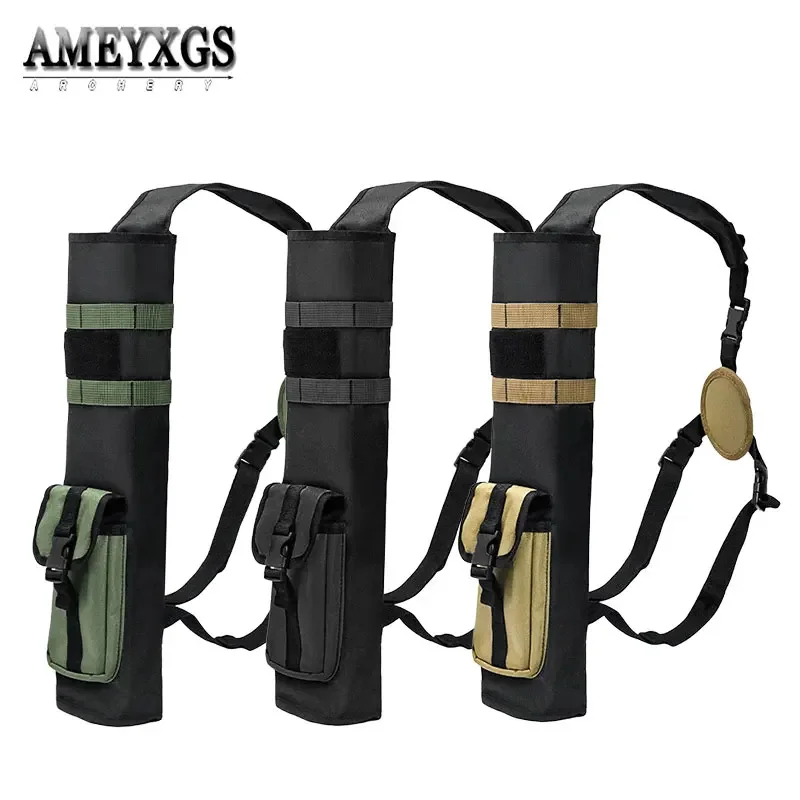 Archery Arrow Quiver Oxford Cloth Tactical Arrow Holder Multi-Function Back Bag Left/Right Hand Bow Hunting Shooting Targeting