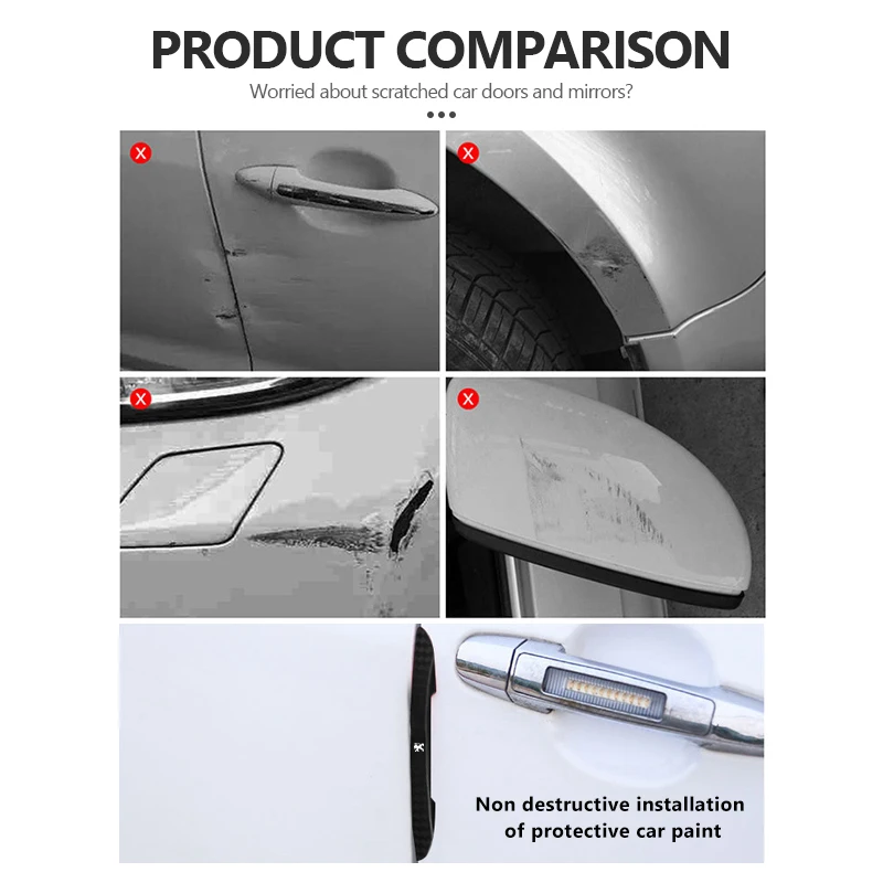 لبيجو 2/4 قطعة باب السيارة واقية ملصق الباب Edg المضادة للخدش ملصقات اكسسوارات الديكور 206 307 308 3008 207 208 #5