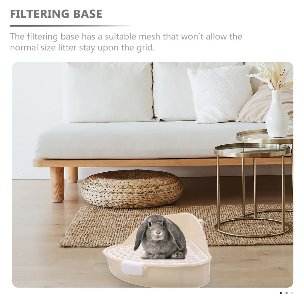 กระบะทรายสัตว์เลี้ยงขนาดเล็ก 2 ชิ้น พร้อมฐานตาข่ายป้องกันการรั่วซึม ทำความสะอาดง่าย สำหรับกระต่าย แฮมสเตอร์ ชินชิลล่า ฟีเร็ต ฝึกขับถ่าย