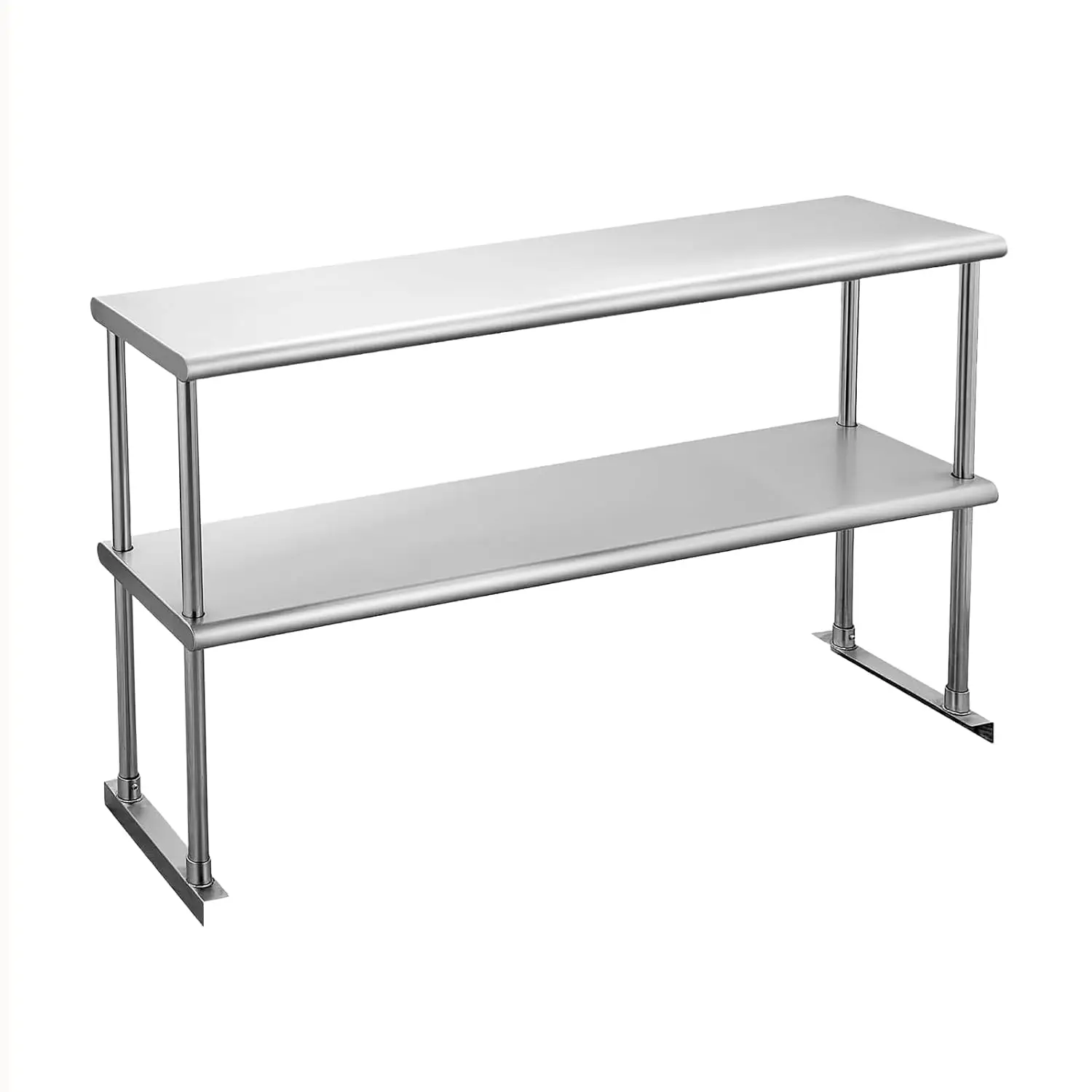 Double Stainless Steel Overshelf 12D 48W Prep Table Commercial Kitchen Home Restaurant Garage 380Lb Countertop Capacity