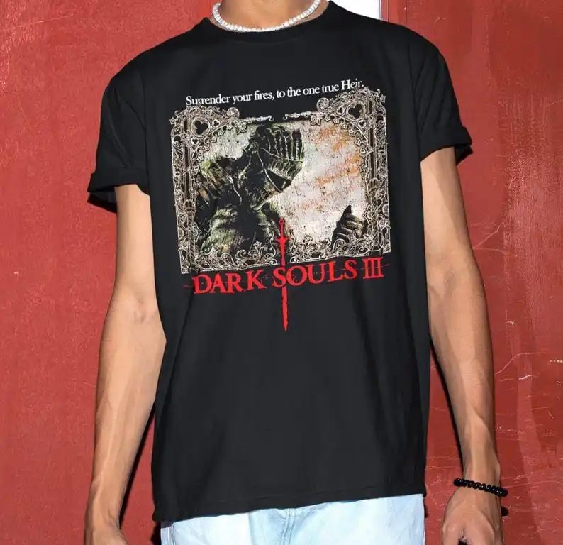 Dark Souls 3 T-Shirt Gaming Tshirt Video Game Men Women Oversized T-shirt Soulsborne Graphic Tee Streetwear Female Male Clothing