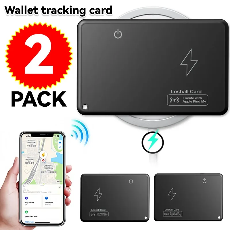 

Беспроводной GPS-трекер для смарт-карт с функцией беспроводной зарядки, совместимый с приложением Find My, с функцией сигнализации против потери, для поиска кошельков и багажа, глобальный локатор