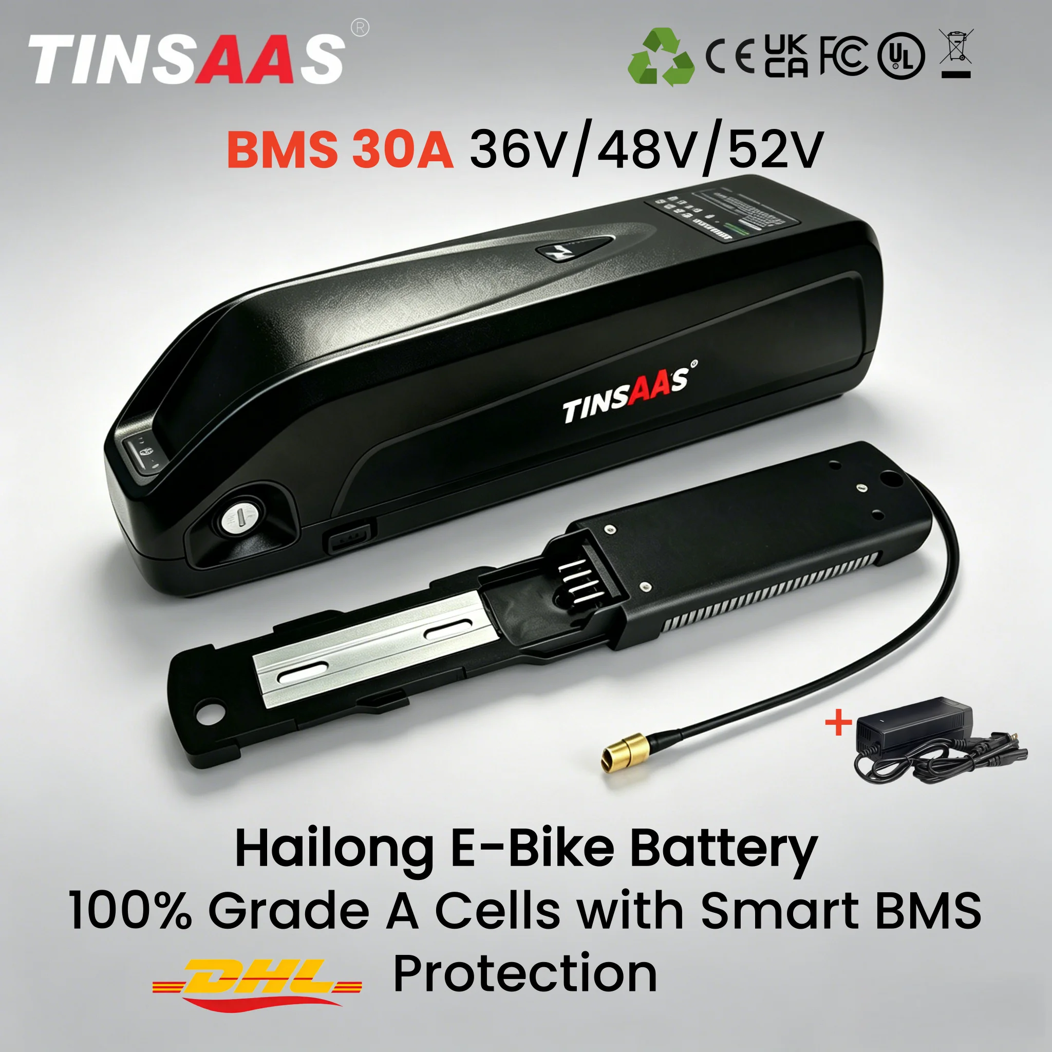 Hailong Electric Bike Battery Pack 36V 48V 52V Long Range E-bike Li-ion Replacement Battery With 30A BMS For Bafang Motors 1500W