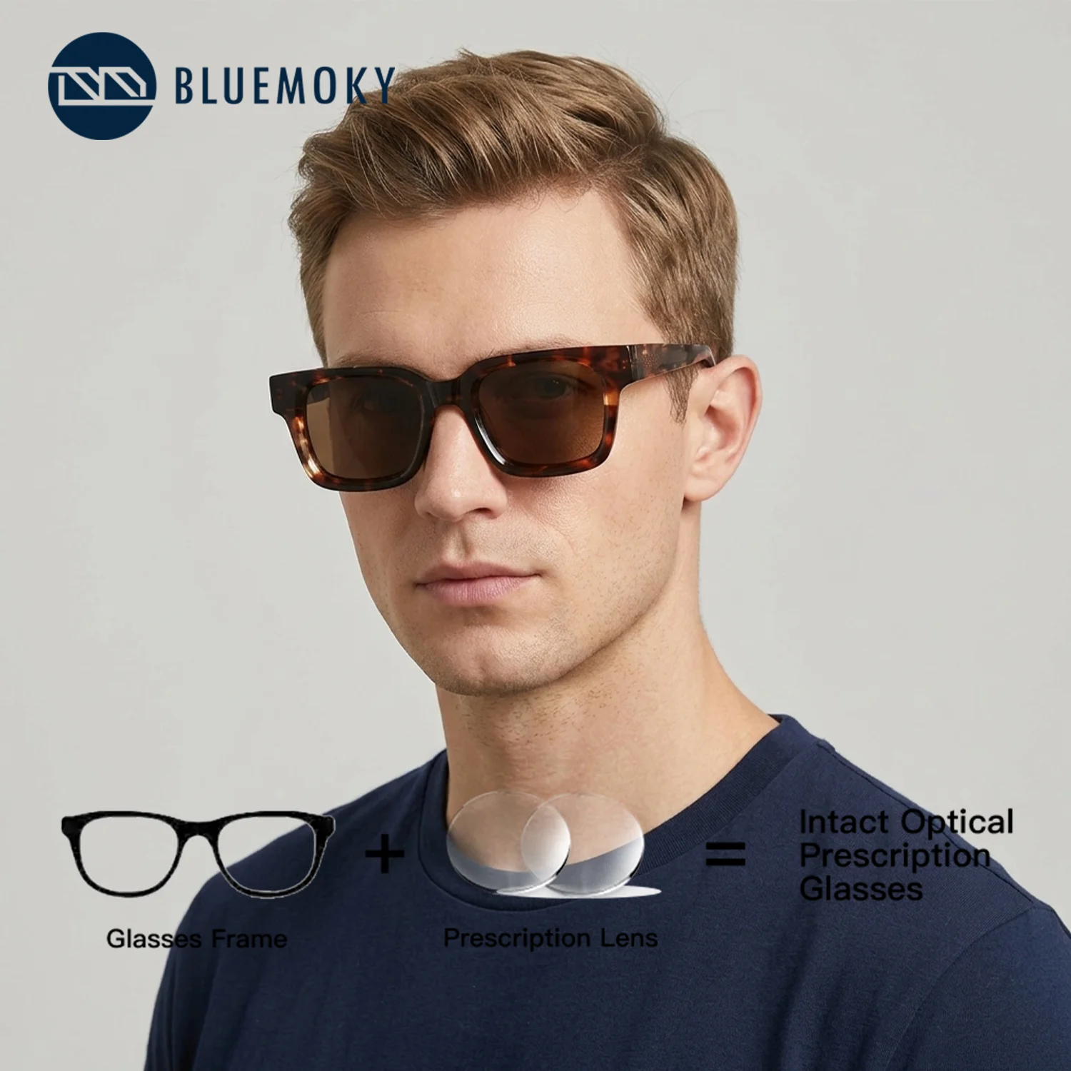 

BLUEMOKY Square Tortoiseshell Custom Prescription Sunglasses Women Acetate Progressive Myopia Vision Correction UV400 Sun Glasse