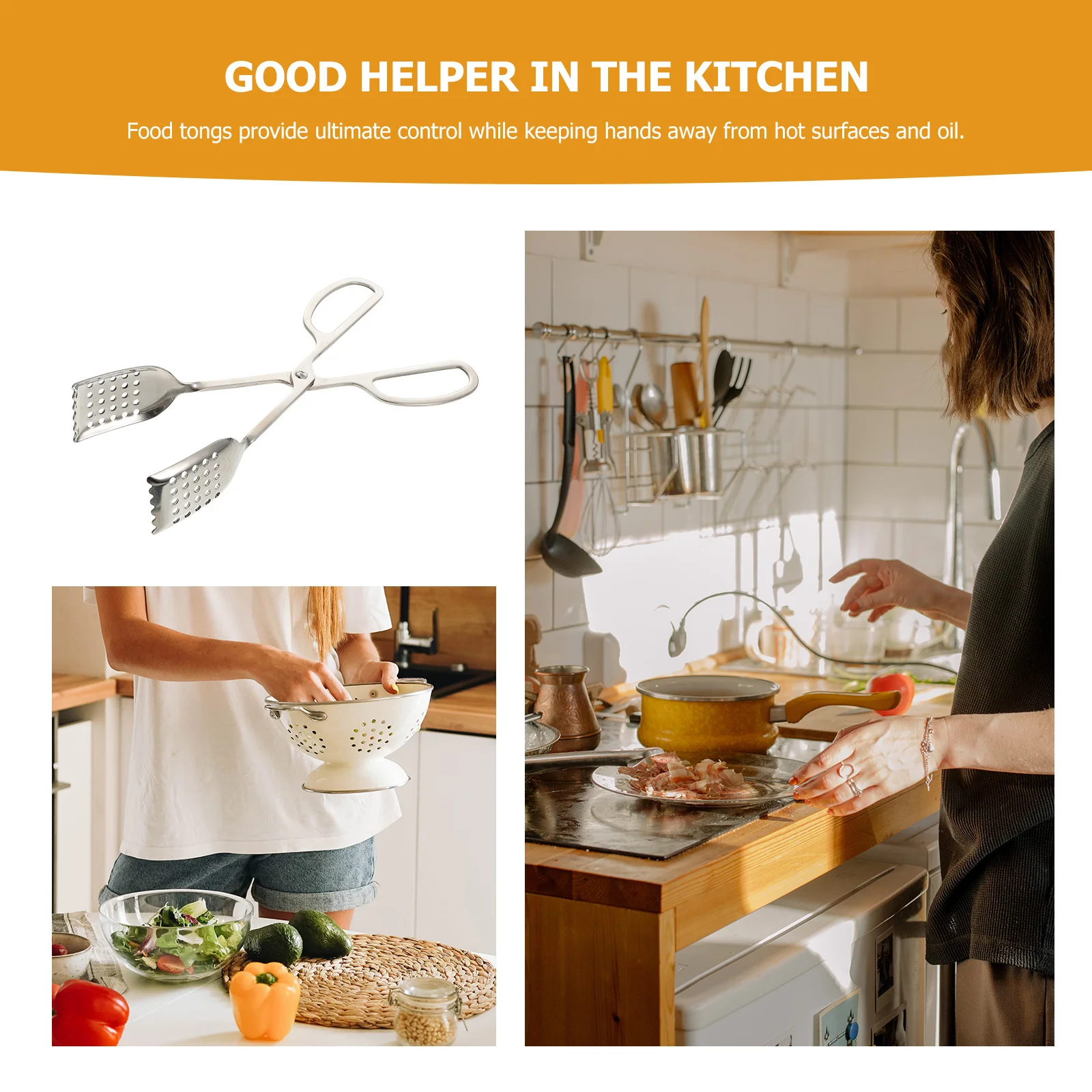 

Stainless Steel Bread Clip Long Handle Multipurpose Food Tong Kitchen Baking Tool For Home Outdoor Bbq Use