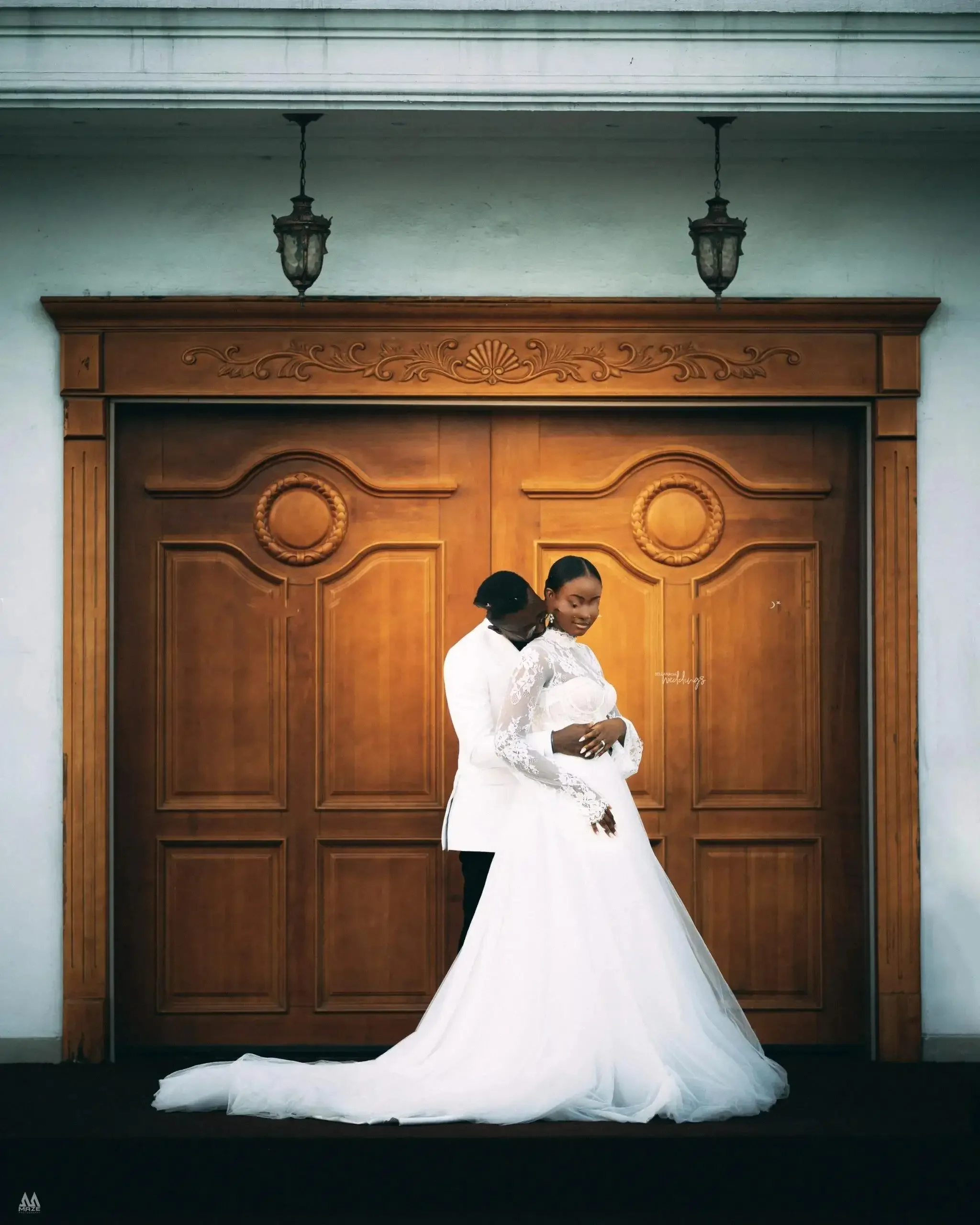 Robe de Mariée Sirène Personnalisée avec Col Haut et Appliques en Dentelle, Manches sulf, avec Traîne, pour Patients, Charmante, 2024