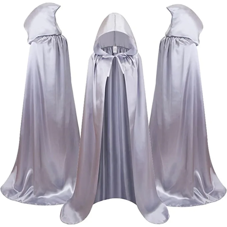 Halloween Reaper Cloak with Hood Long Cosplay Costume Props Kids Adults multi-size Soft Fabric Witch Elf Ghost Festival Cloak