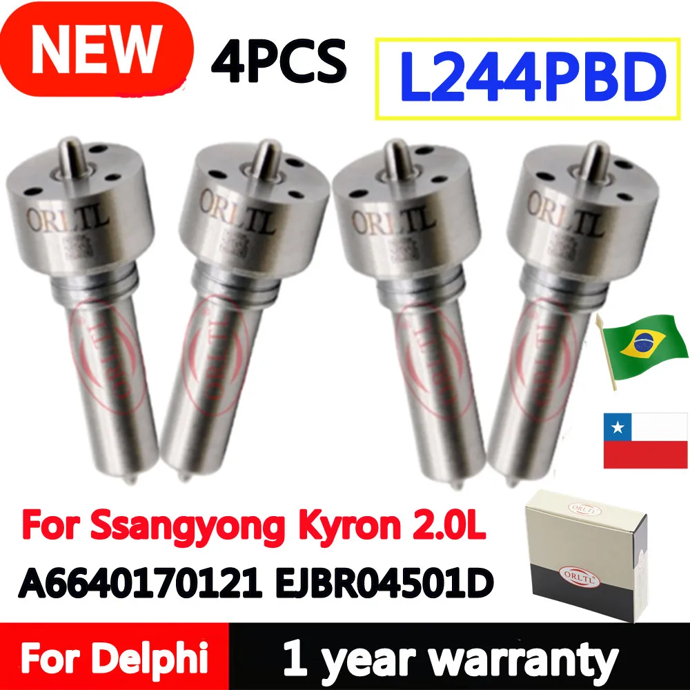 4 قطعة فوهة L244PBD حاقن أ 6640170121   EJBR04501D فوهة وقود الديزل L244PRD لسانج يونج كيرون 2.0L 6640170121   L244 PBD