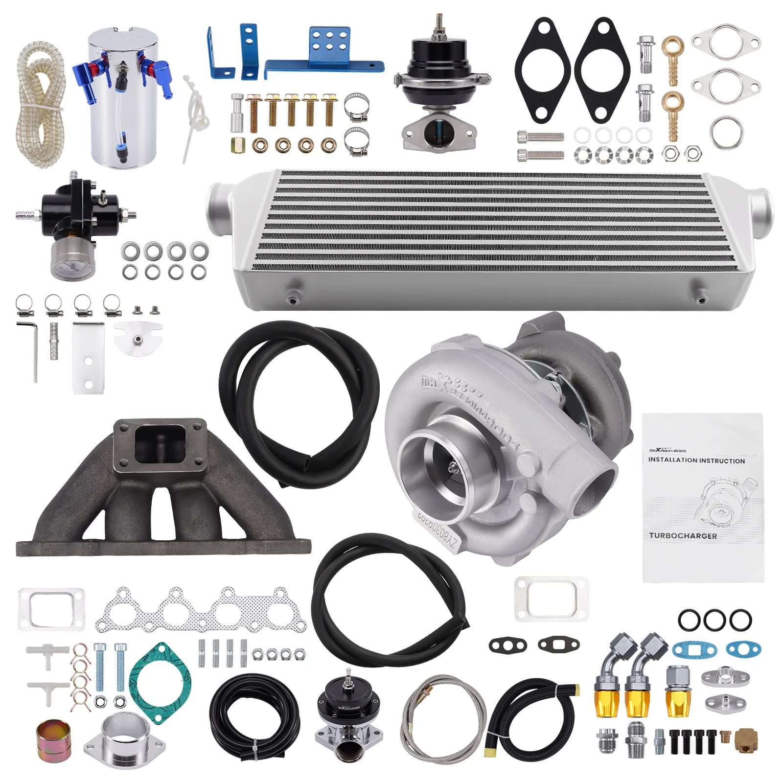 8 PCS T3 Turbo Manifold Kit for Honda Civic EX CX Del Sol 1.5L 1.6L D15 D16
