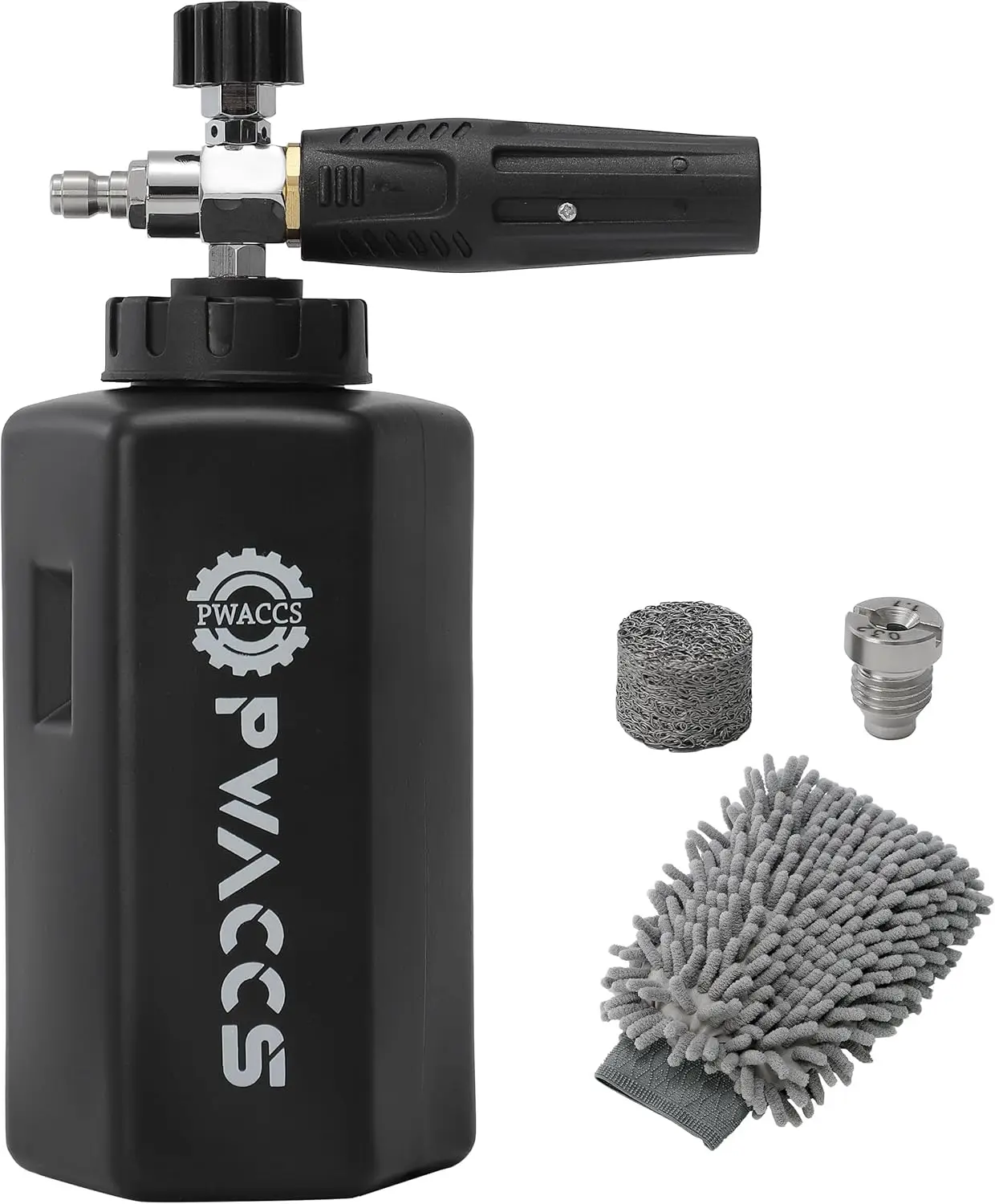 

Пенная пушка для мойки высокого давления, регулируемая пенопластовая насадка для мойки автомобилей, пенопластовый бластер толщиной 1,5 л с быстроразъемным соединением 1/4 дюйма и насадкой 1,1 мм