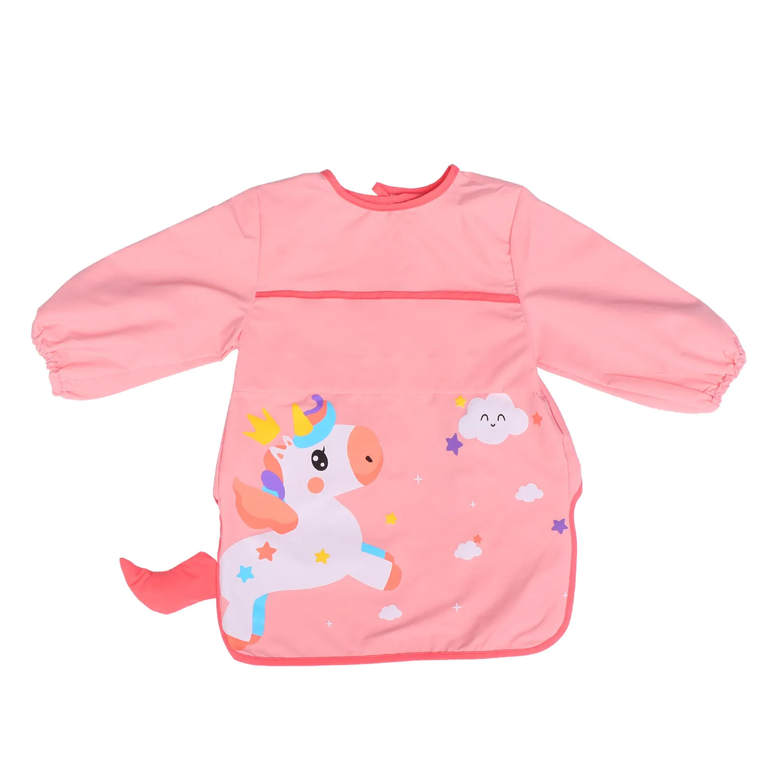 

Waterproof Baby Smock Long Sleeve Reversible Gown Preschool Bibs Trays Cartoon Pattern Easy Cleaning Durable Feeding Apron Baby