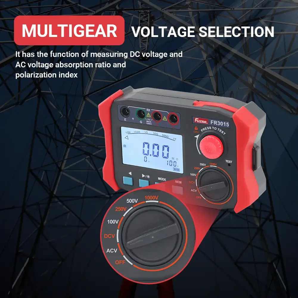 FR3015 FR3015E Megohmmeter Insulation Resistance Meter 2500V Handheld High AC DC Voltage Megameter Polarization Index Tester