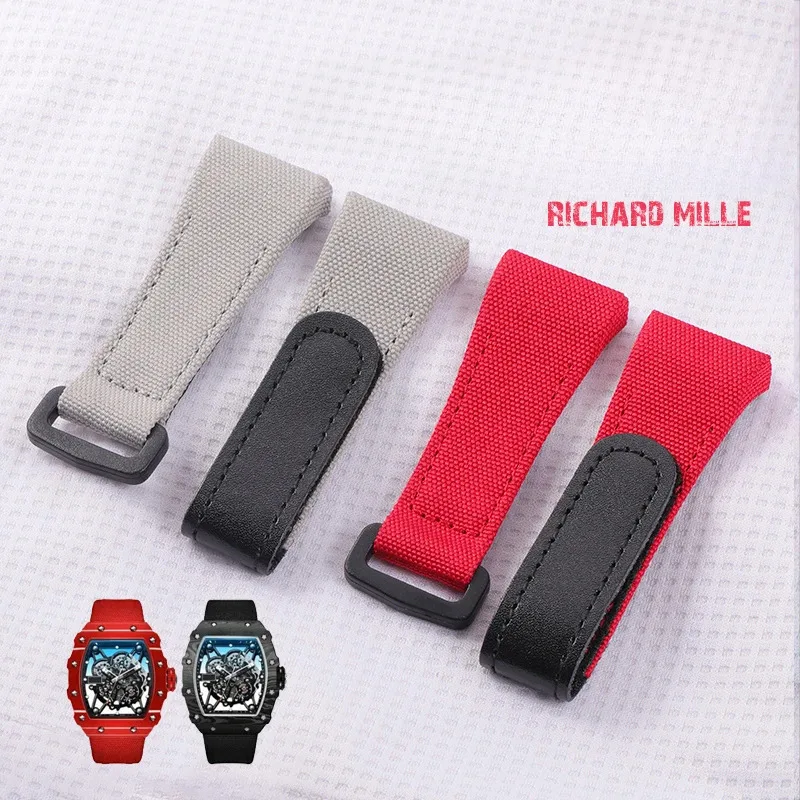 

Для Richard Mille 25 мм вязальные аксессуары высокой плотности, тканый холст высокого качества из воловьей кожи RM50 53 с ремешком для часов
