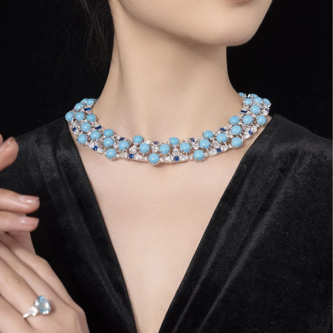New S925 Silver Necklace High Carbon Diamond Hairui Home Blue Pine Luxury Jewelry Women's Necklace Wedding Jewelry