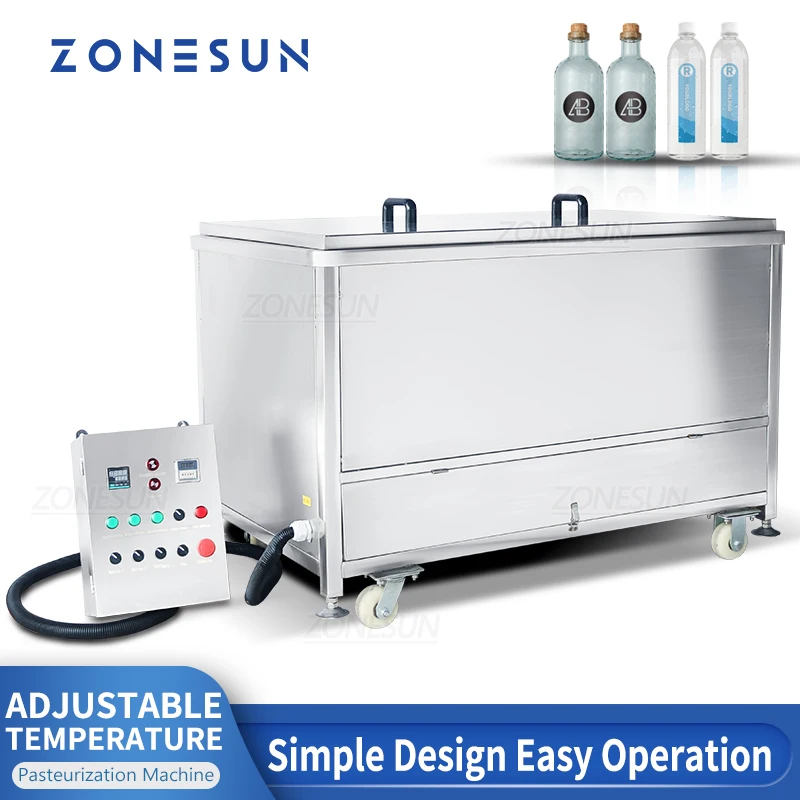 ZONESUN-máquina de pasteurización de ZS-PM1, botella de vidrio, lata desinfectante, tarro, pasteurizador, esterilizador de alimentos, vino, bebida, leche, pasteurización