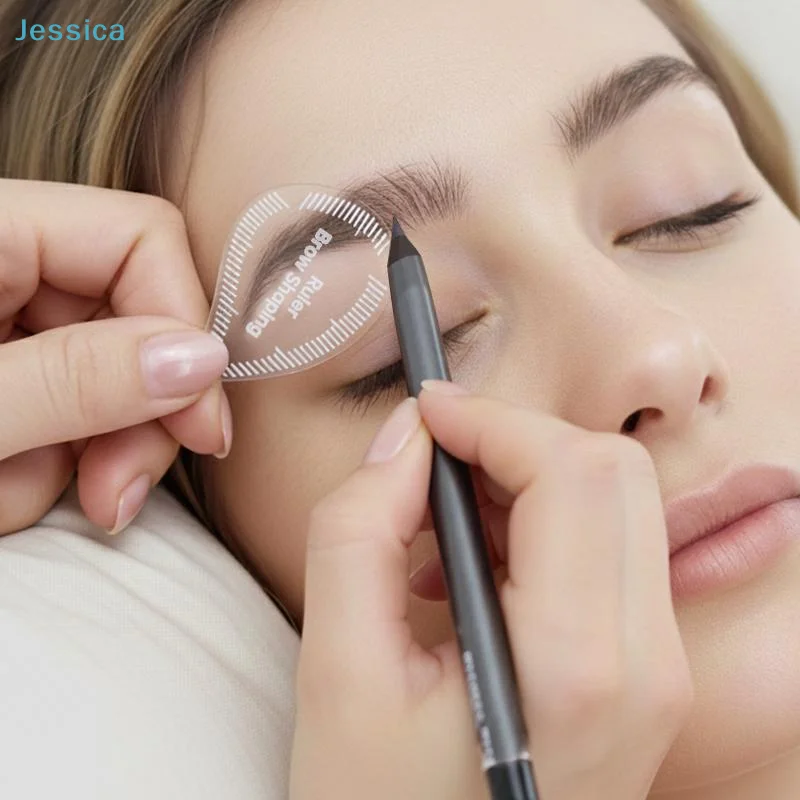 ♥ مسطرة تشكيل الحواجب أداة استنسل احترافية لقياس الحواجب لمكياج الحاجب المتماثل ، استنسل دليل الحواجب القابل لإعادة الاستخدام #2