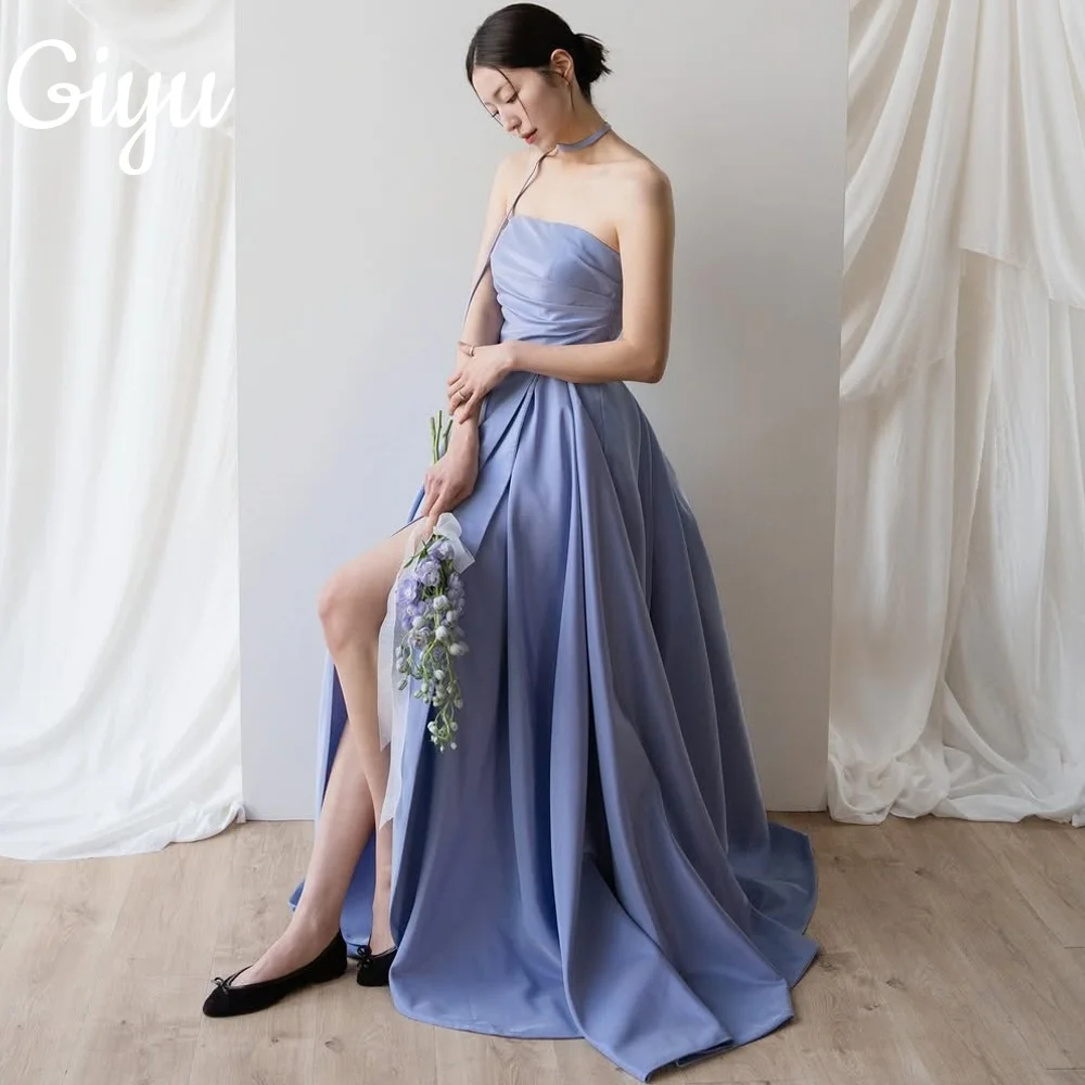 

Giyu Elegant Violet A-line Strapless Wedding Party Dress Korea Photoshoot Sleeveless Customized Side Slit Plus Size Corset 2025