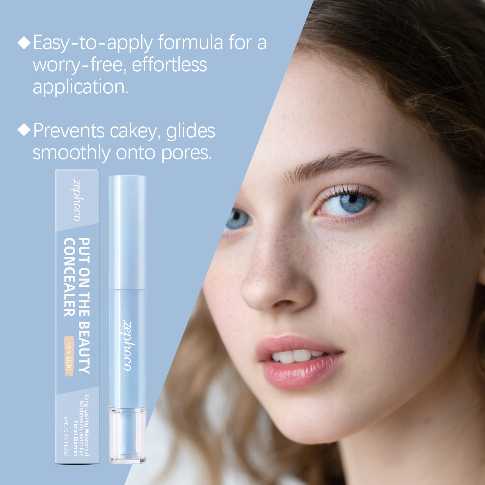 Sponge Head Liquid Concealer Stick Full Coverage Matte Oil Control Concealer for Dark Circles Blemish Spot Contour Face Makeup