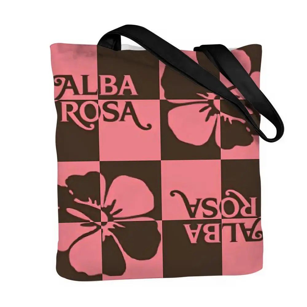 Fashion A-ALBA R-ROSA Storage Bags Canvas Double-Sided Print Fashion Shoulder Tote Shopping Bag Gift Eco Handbags