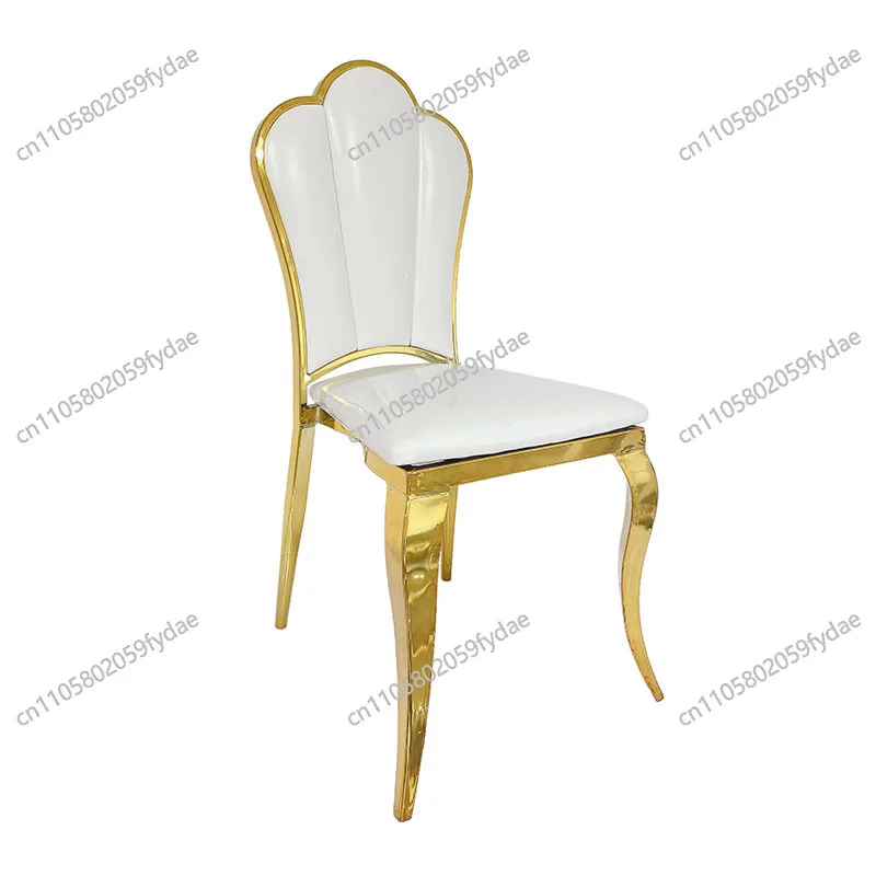 European hotel banquet chair stainless steel metal soft bag backrest shell chair home modern simplicity