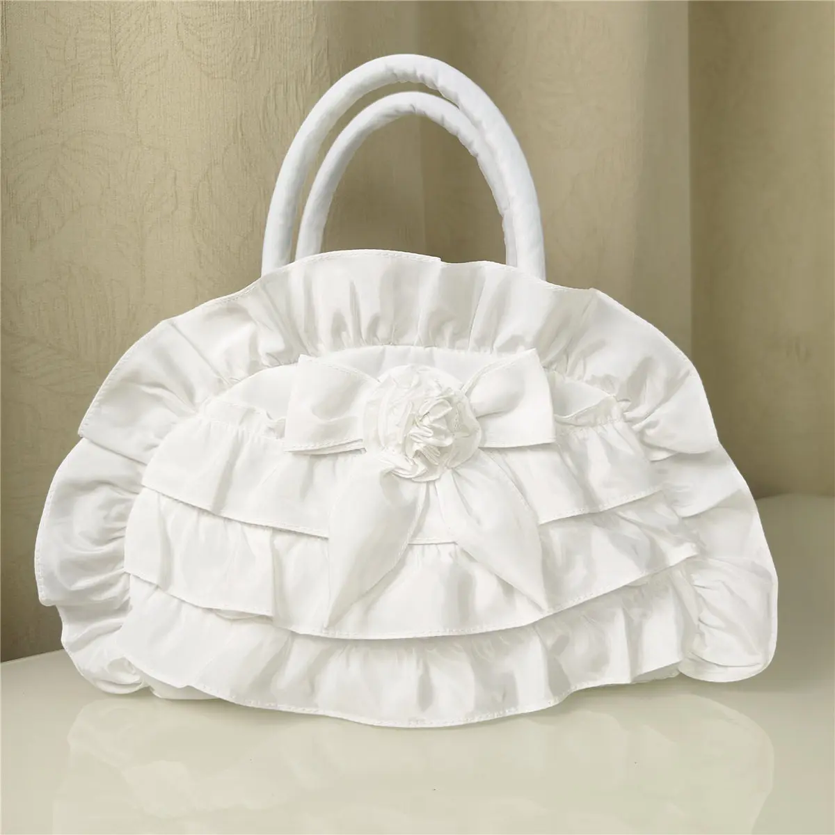 Bow Appliques Ruffle Edge Handbag Korean Casual Fashionable Versatile Commute Women's Large Capacity Polka Dot Clutch Bags